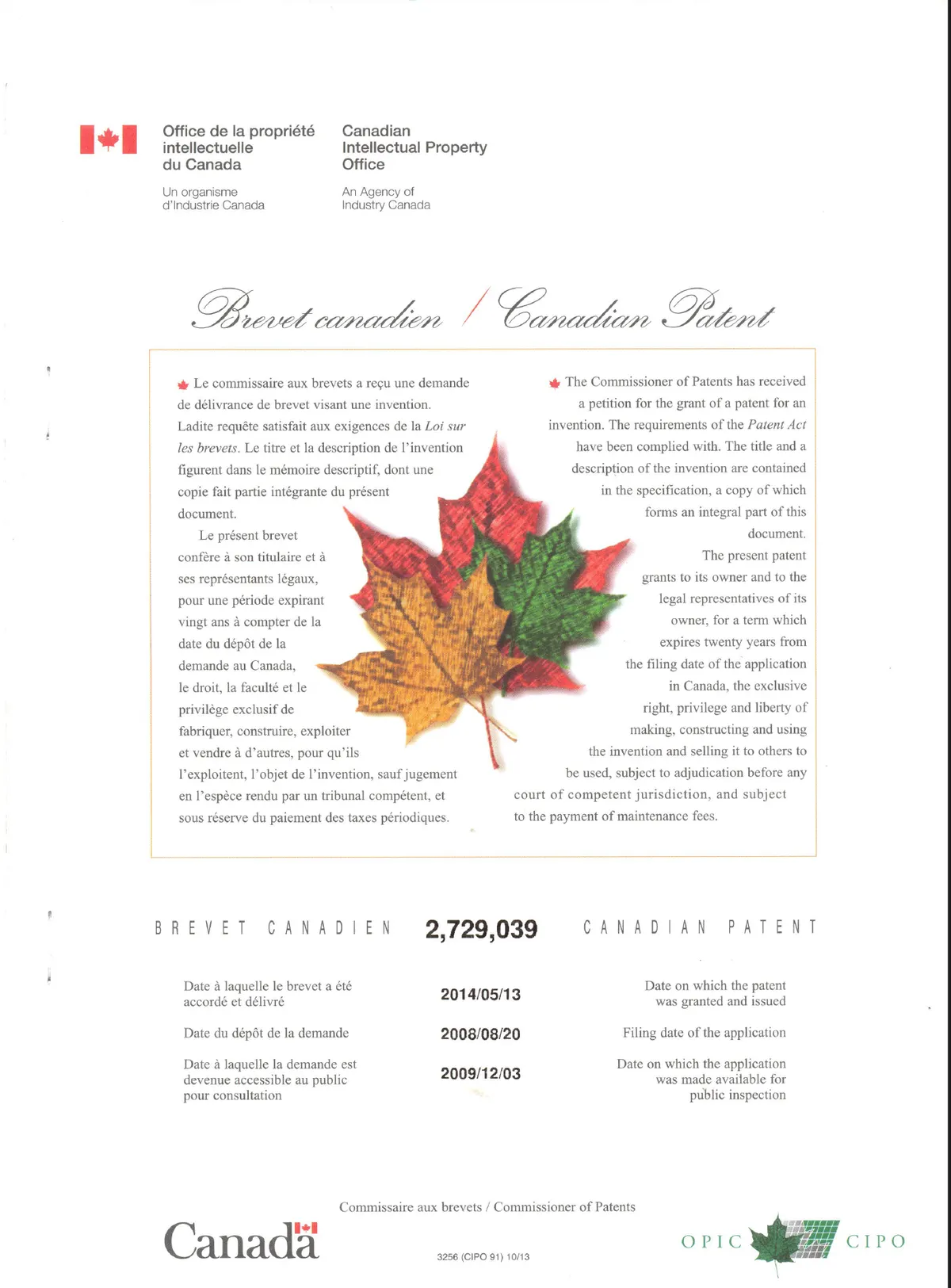 Canadian Patent